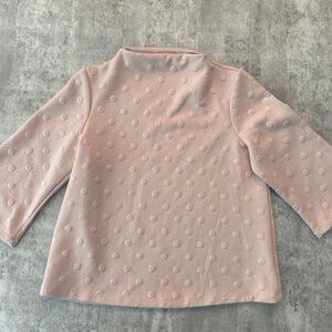Blush pink polka dot tunic sweatshirt 3/4 sleeve casual minimalist womens L